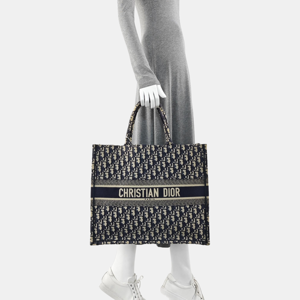 Book Tote Large Oblique Canvas Blue