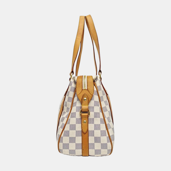 STRESA PM Damier Azur Coated Canvas White