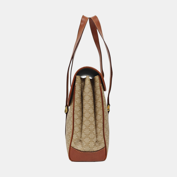 Coated Canvas Top Handle Bag Brown