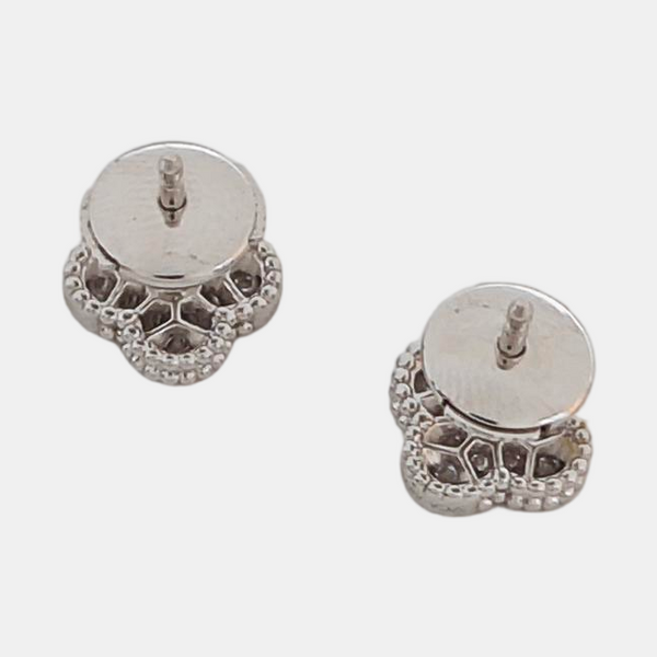 Sweet Alhambra 18k White Gold Silver Stud Earrings