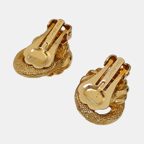 Twist Round Metal Gold Clip On Earrings