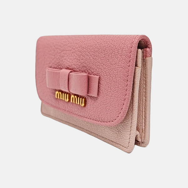 Madras Leather Pink Card Holder