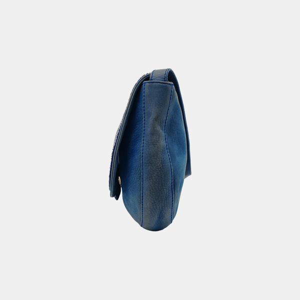Leather Shoulder Bag Blue