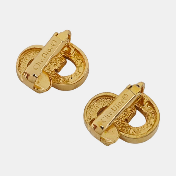 Petit CD Metal Gold Clip On Earrings