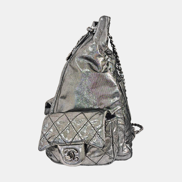 Quilted Calfskin Backpack Gray