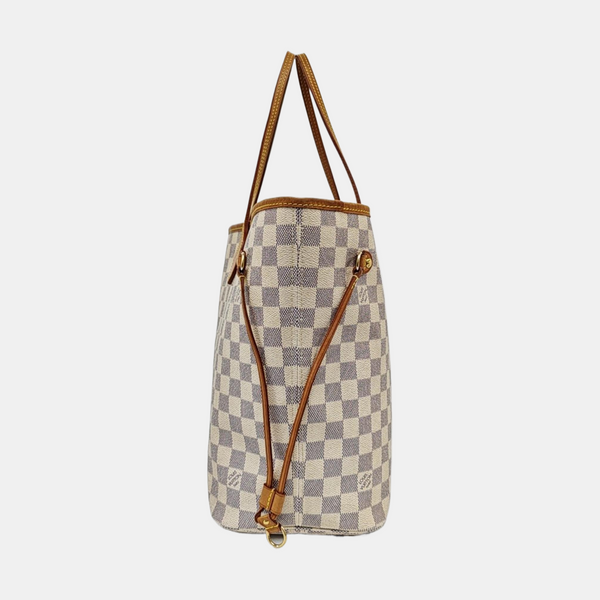 Authenticated pre-owned NEVERFULL MM Damier Azur Coated Canvas White - Tote Bag at Looply