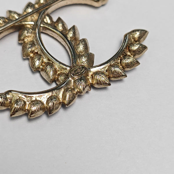 CC Logo Metal Gold Brooch