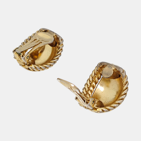 Twist Round Metal Gold Clip On Earrings