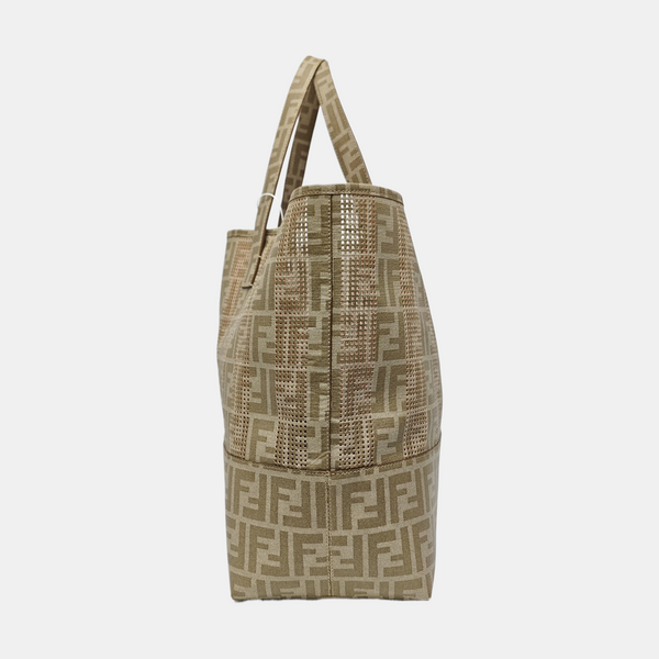 Coated Canvas Shoulder Bag Beige