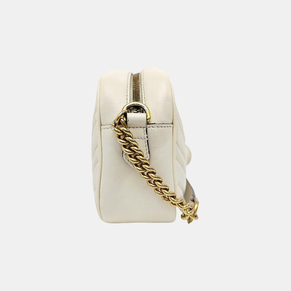 GG Marmont Small Quilted Calfskin White