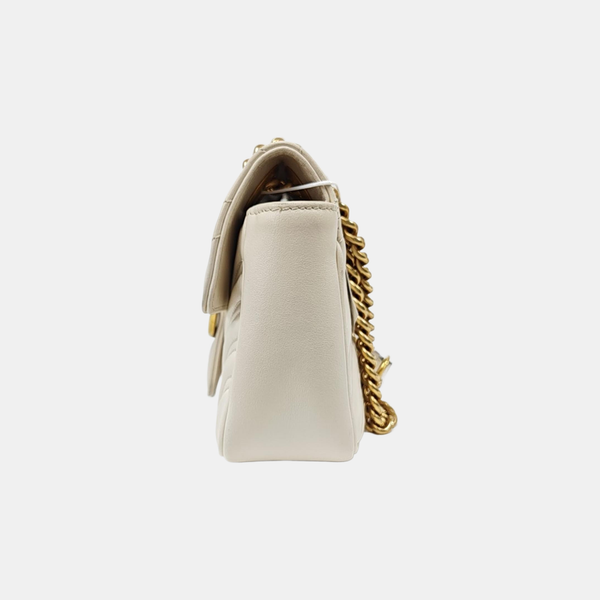 GG Marmont Small Quilted Calfskin White