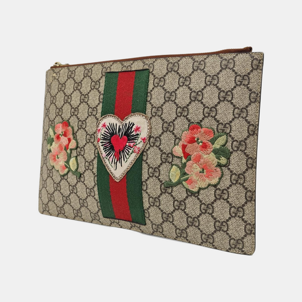 Monogram Coated Canvas Clutch Beige