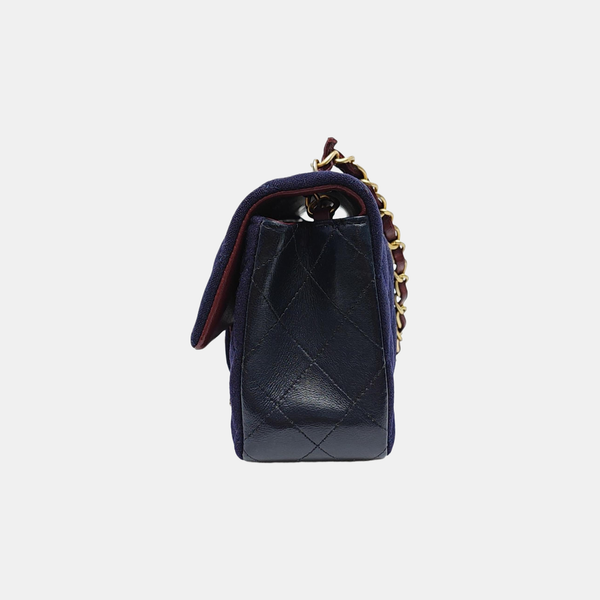 CLASSIC FLAP Mini Quilted Fabric Blue