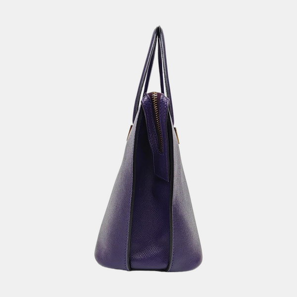 Calfskin Top Handle Bag Purple