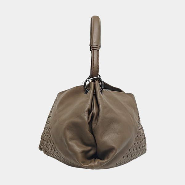 Lambskin Top Handle Bag Brown