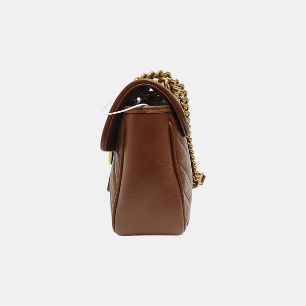 GG Marmont Medium Quilted Calfskin Brown