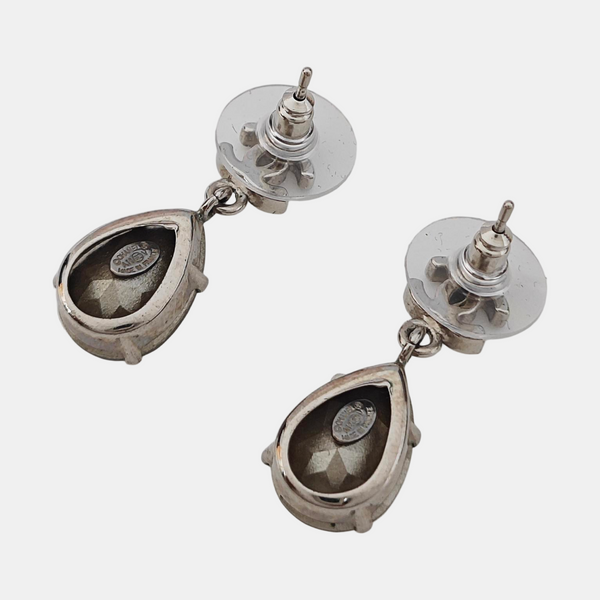 CC Logo Metal Silver Stud Earrings