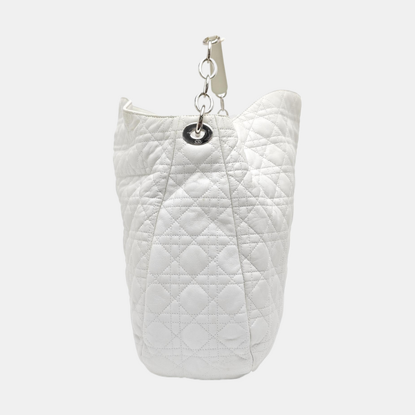 Cannage Lambskin Top Handle Bag White