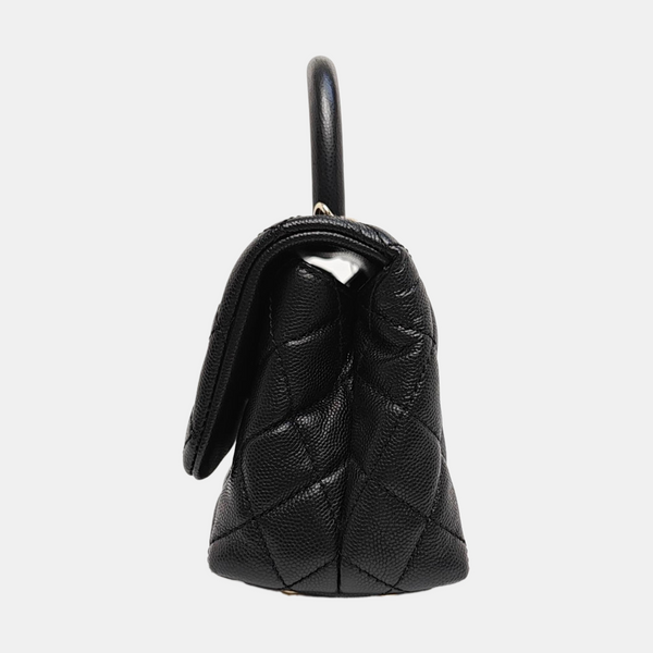 COCO HANDLE Mini Quilted Grained Calfskin Black
