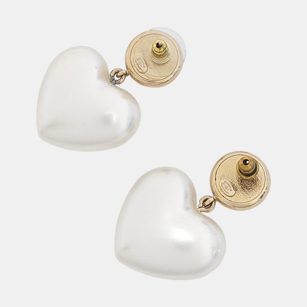 CC Logo Metal White Earrings