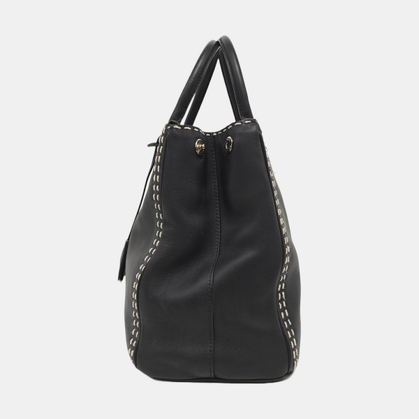 Galleria Medium Quilted Calfskin Black