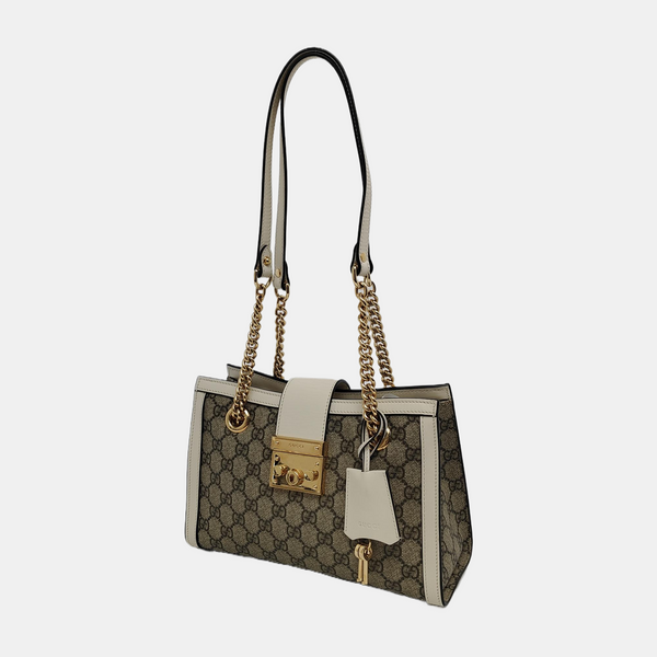 Padlock Small Monogram Coated Canvas Beige