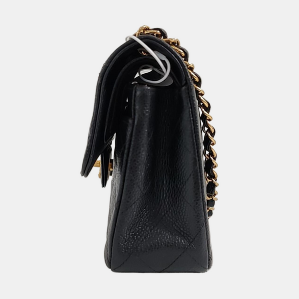 CLASSIC FLAP Small Quilted Grained Calfskin Black