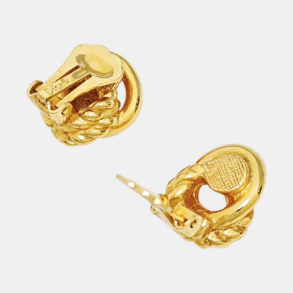 Twist Round Metal Gold Clip On Earrings
