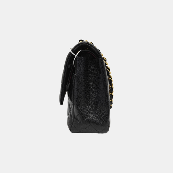 CLASSIC FLAP Medium Quilted Grained Calfskin Black