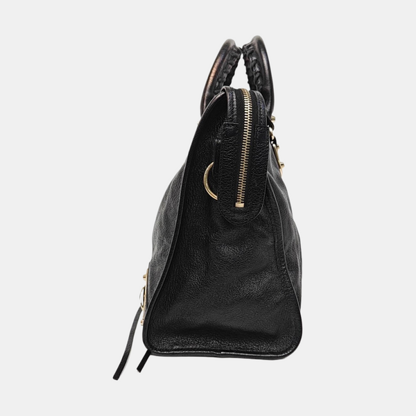 Classic Metallic Edge City Medium Lambskin Black