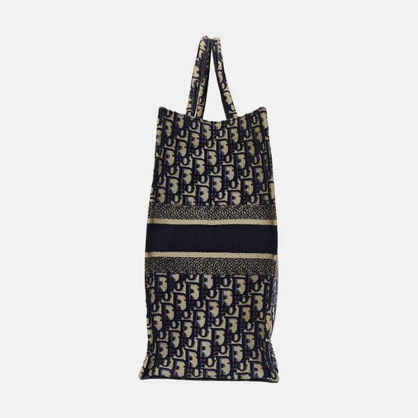 Book Tote Large Oblique Canvas Blue