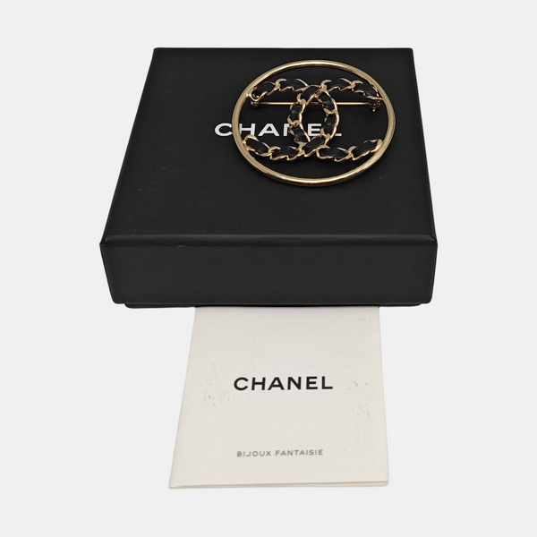 CC Logo Metal Gold Brooch