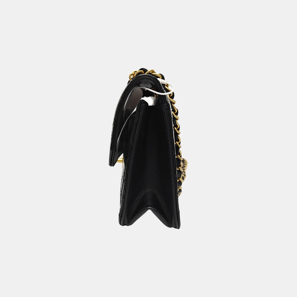 Quilted Patent Leather Shoulder Bag Black