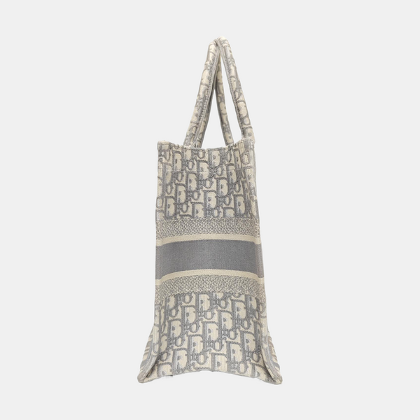 Book Tote Medium Oblique Canvas White