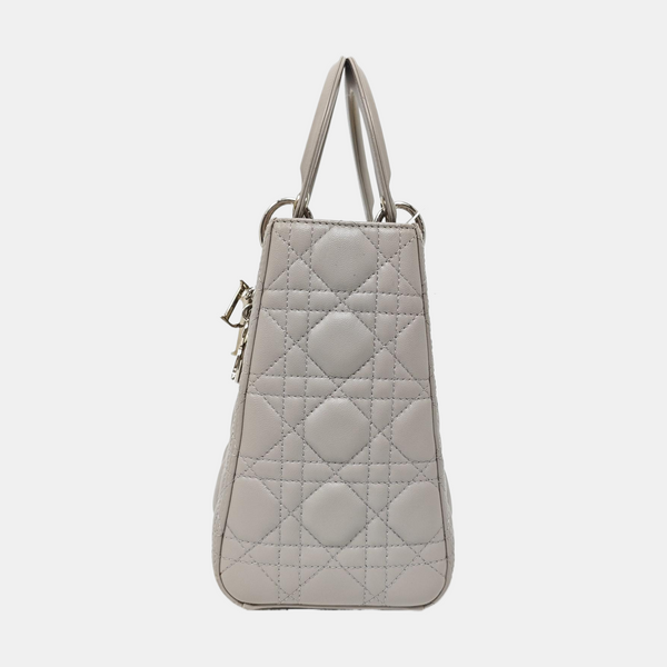 Lady Dior Medium Cannage Lambskin Gray