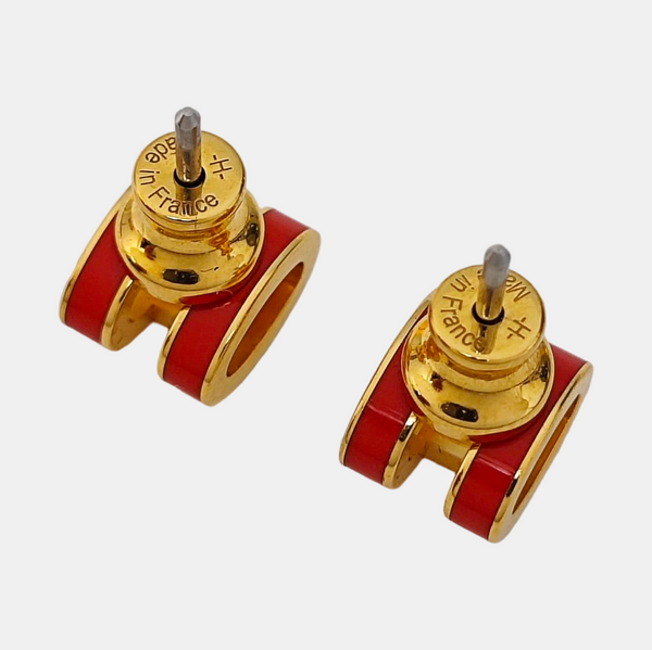 Pop H Metal Orange Stud Earrings