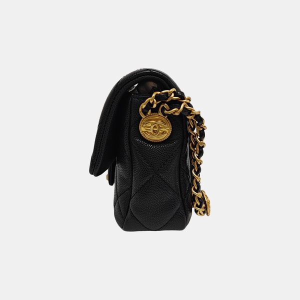 CLASSIC FLAP Mini Quilted Grained Calfskin Black