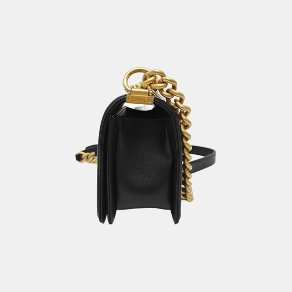 BOY CHANEL Mini Quilted Calfskin Black