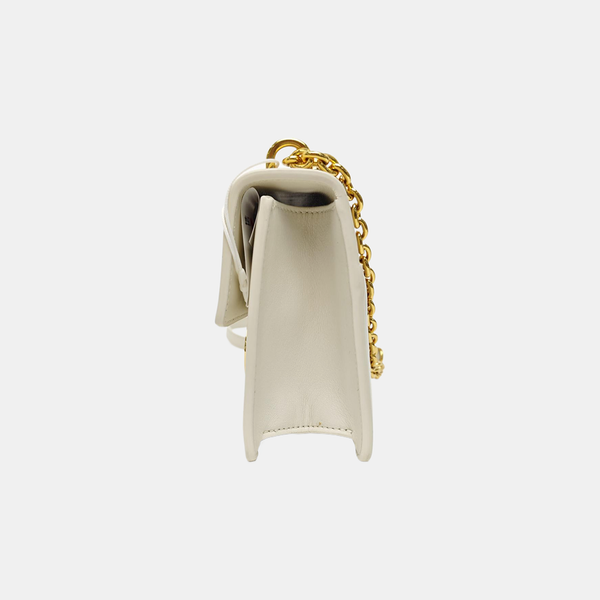 30 Montaigne East-West Mini Calfskin White