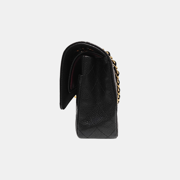 CLASSIC FLAP Medium Quilted Grained Calfskin Black