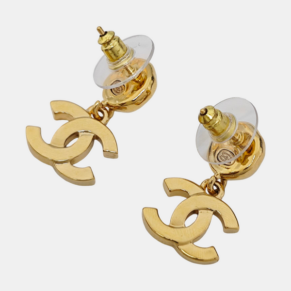 CC Logo Metal Gold Stud Earrings