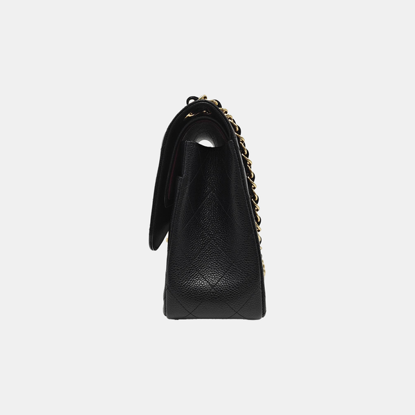 CLASSIC FLAP Jumbo Quilted Grained Calfskin Black