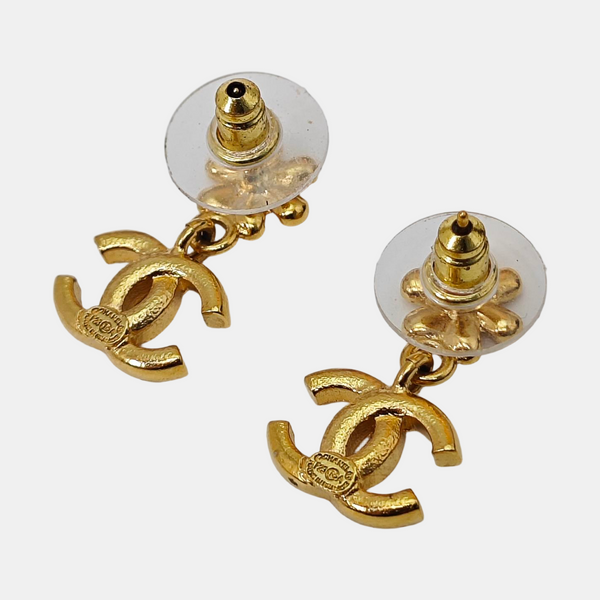CC Logo Metal Gold Stud Earrings