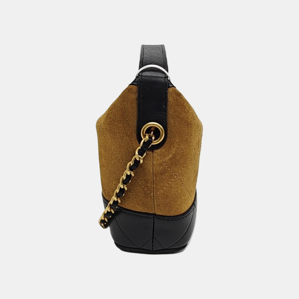 Quilted Suede Shoulder Bag Brown