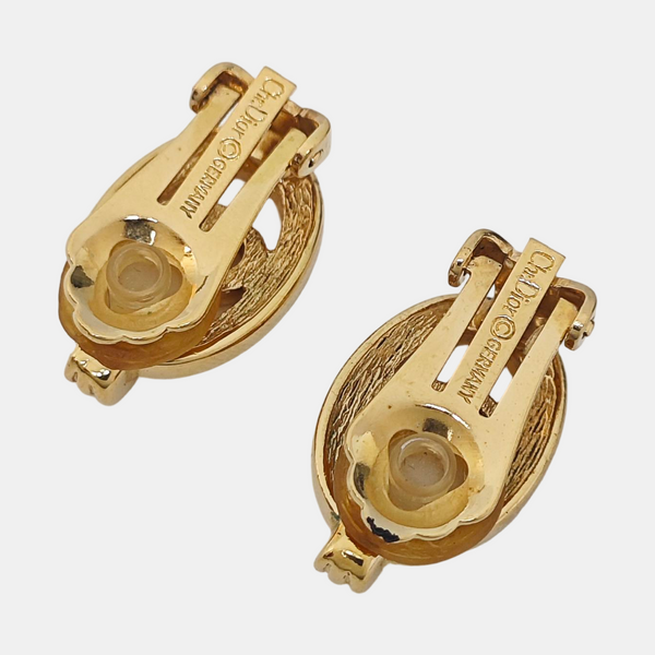 Petit CD Metal Gold Clip On Earrings