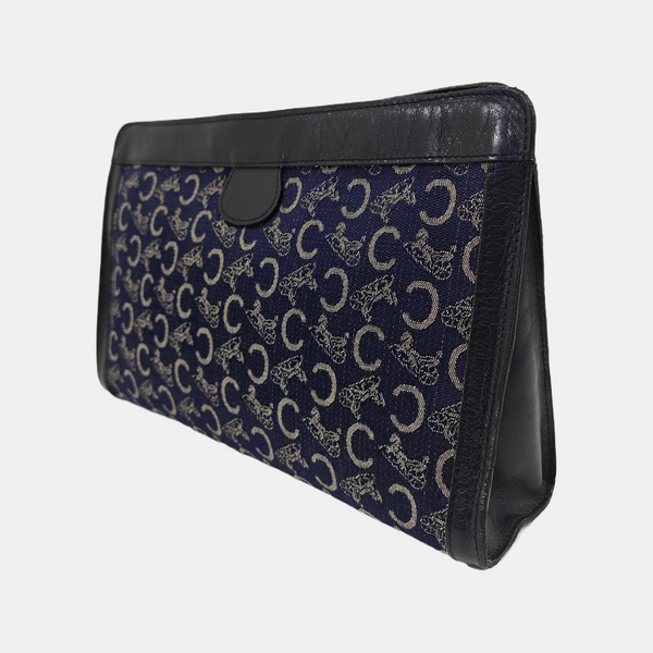 Coated Canvas Clutch Blue