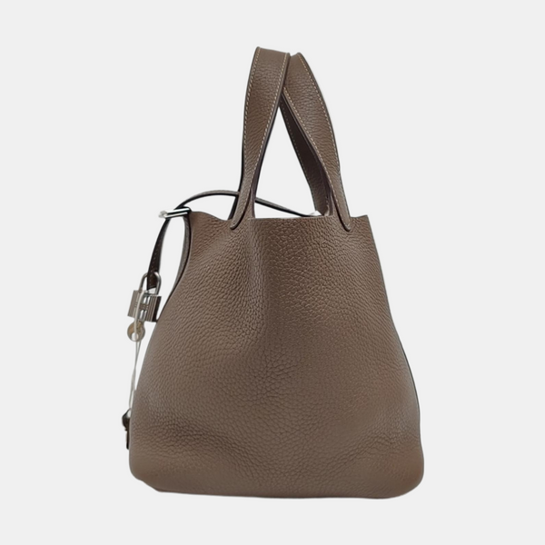 Authenticated pre-owned Picotin Lock 18 Clemence Grey - Bucket Bag at Looply
