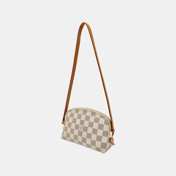 COSMETIC PM Damier Azur Coated Canvas White