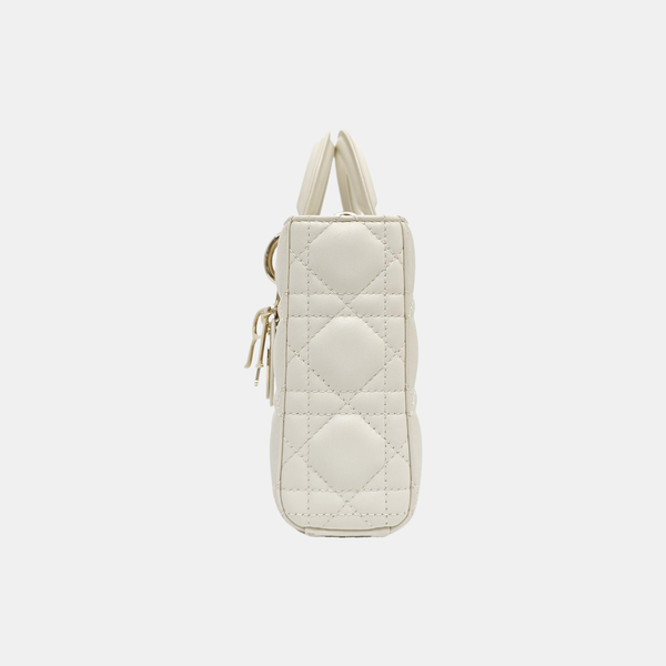 Lady D-Joy Medium Cannage Lambskin White