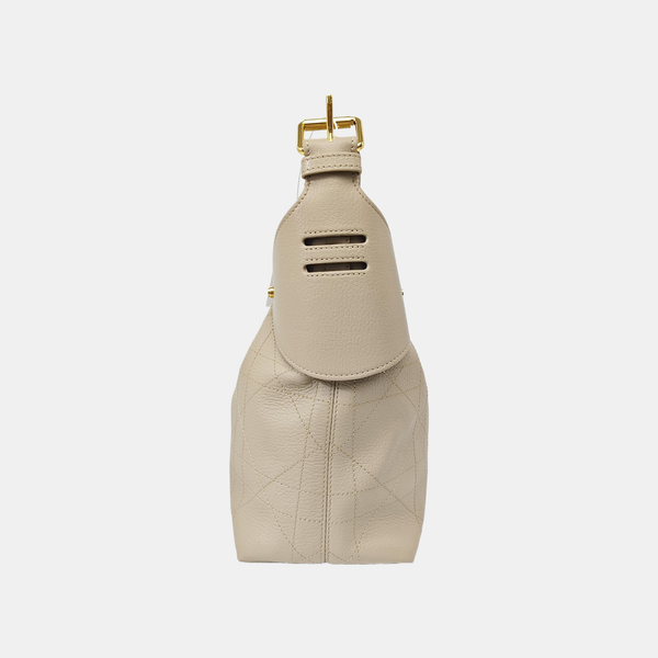 Cannage Calfskin Shoulder Bag Medium Beige